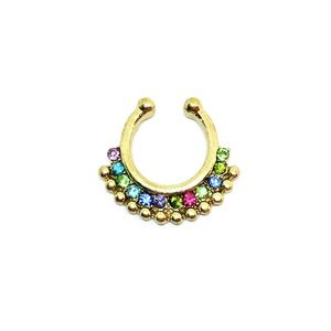 Faux Septum Ring in Gold tone + Jewels